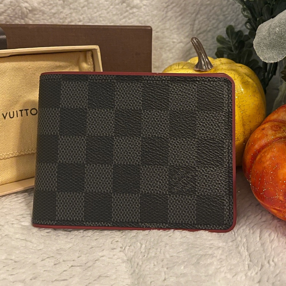 🔥Louis Vuitton *RARE* Damier Graphite/Bordeaux Multiple Wallet N63260🔥